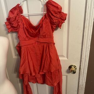 Francesca’s  Elegant orange/red romper NWT Large